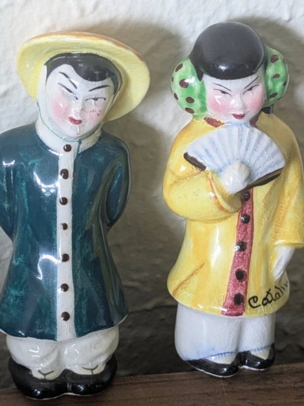 Vintage Asian Man & Woman Salt & Pepper Shakers Occupied Japan